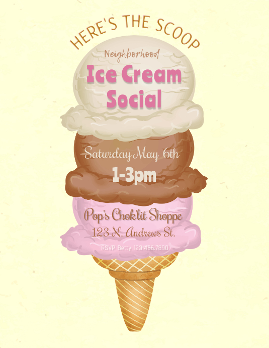 Here's the Scoop Ice Cream Social Template PosterMyWall Here's the Scoop Ice Cream Social Template PosterMyWall