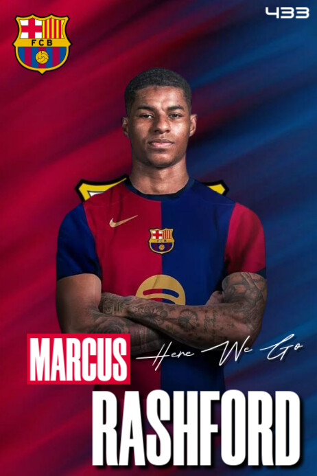 HERE WE GO MARCUS RASHFORD Плакат template