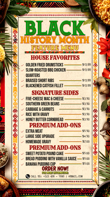 Featured Menu. Example Heritage Flavors Feature Menu Template | PosterMyWall