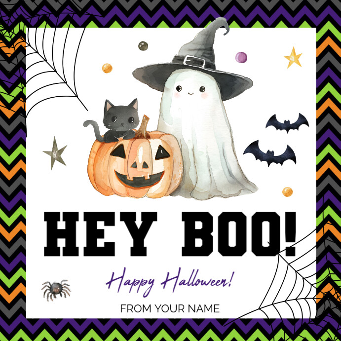 HEY BOO! halloween gift tags free printable Instagram Post template