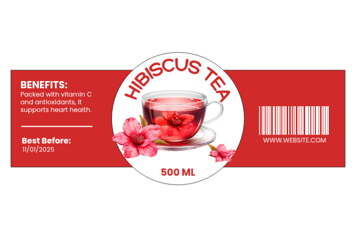 White Hibiscus Tea Labels Template | PosterMyWall