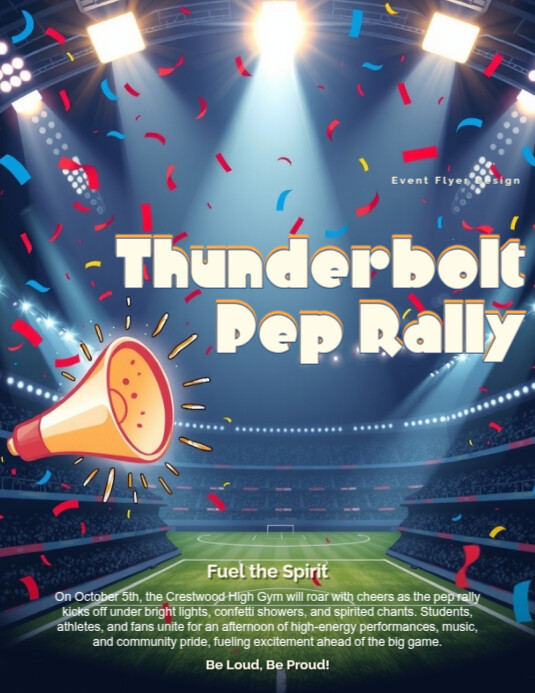 White School Pep Rally Flyers Template | PosterMyWall