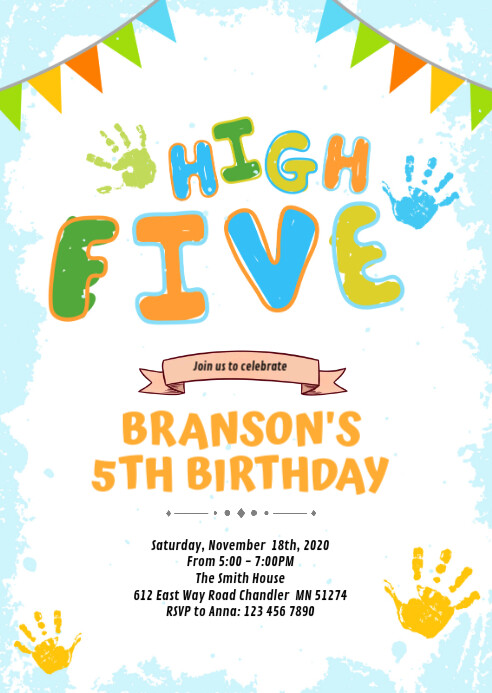 High five birthday invitation Template | PosterMyWall