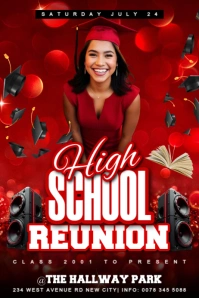 High School class graduate Reunion celebration ceremony party event invitation flyer template Poster