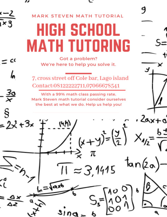 Ads Math Class High school math tutorial flyer ads Template | PosterMyWall