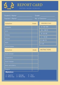 High School Report Card Custom Template A4