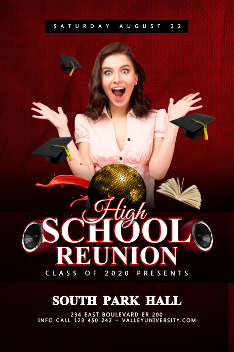 High school reunion flyer template Plakkaat