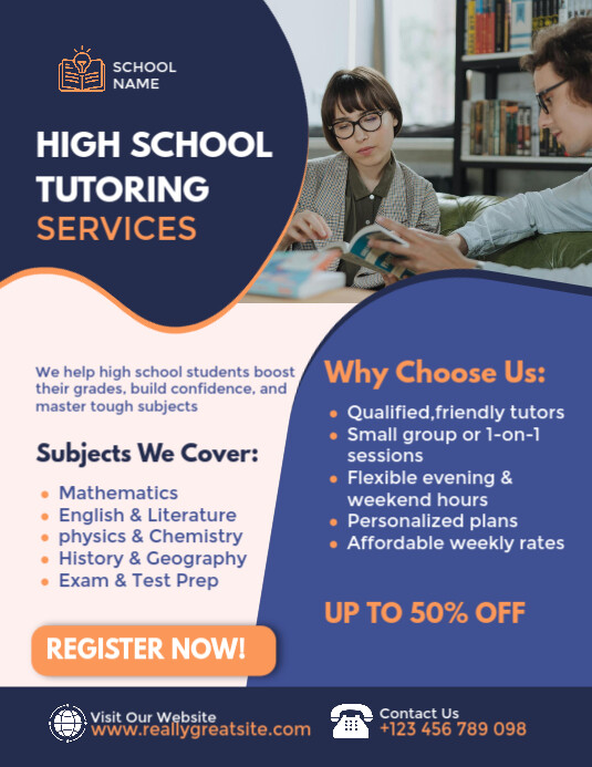 High School Student Tutoring Services Flyer Template | PosterMyWall