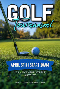 Hijau Profesional Golf Tournament Poster Plakat template