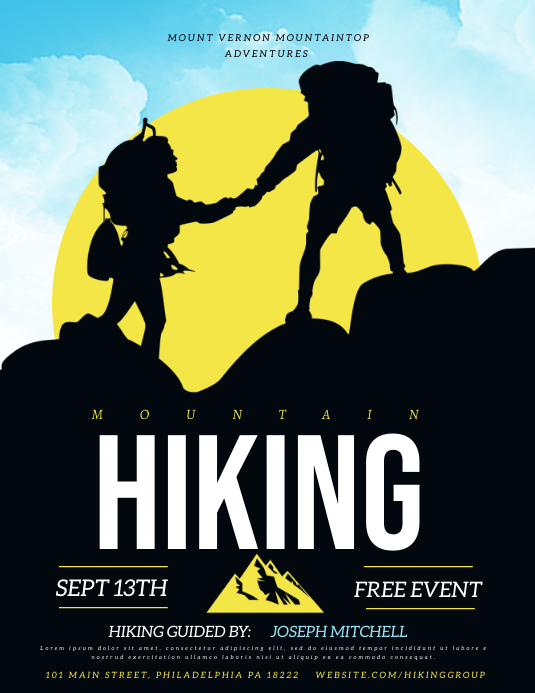 Hiking Event Invitation Example Hiking Template | PosterMyWall