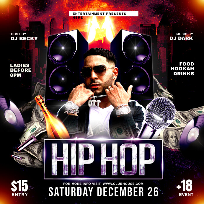 Rap Post Format HIP HOP Template | PosterMyWall