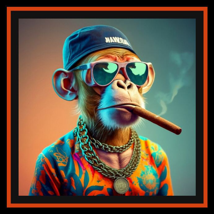 Hip Hop Monkey portrait Vierkant (1:1) template