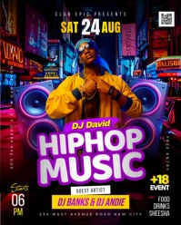 Hip hop music theme party live dj music mix performance rap concert festival promo poster template Instagram Portrait
