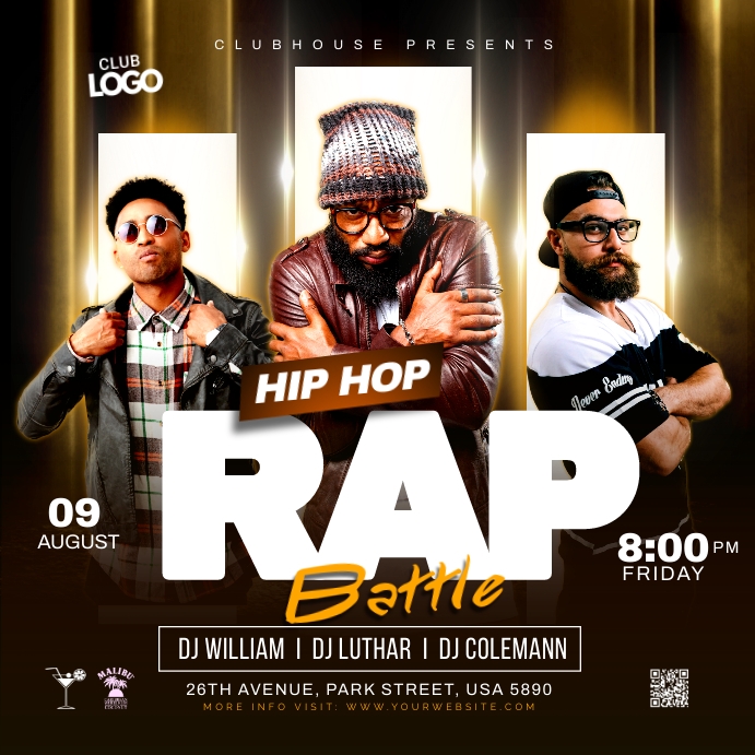 hip hop rap battle โพสต์บน Instagram template