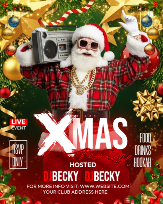 Template Christmas Rapper Hip Hop Santa Bash Template | PosterMyWall