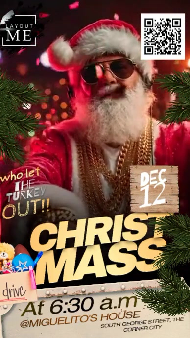 Template Christmas Rapper Hip-Hop Santa Christmas Party Template | PosterMyWall