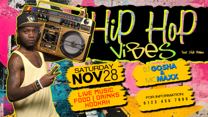 Hip Hop Vibes Party Flyer Miniatura do YouTube template