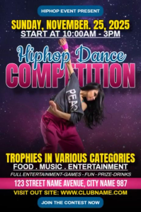 Hiphop Dance Competition Ads Póster template