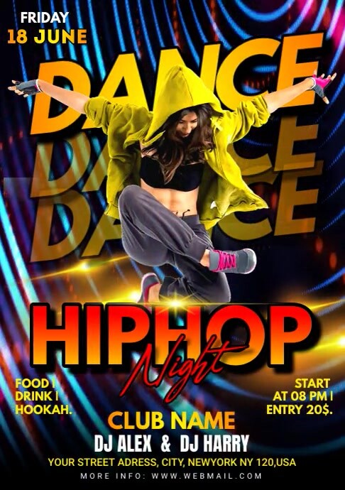 Dancing Flyers hiphpo dance party video flyer Template | PosterMyWall