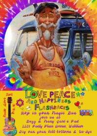 Hippy Groovy 60's House Party A6 template
