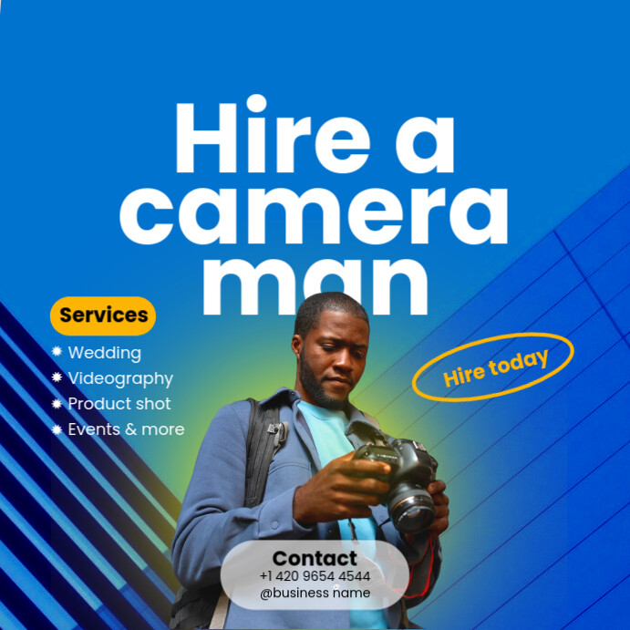 Hire a camera man photoshoot poster template