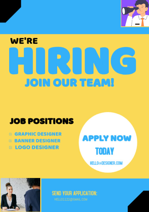 hire a jobs now graphic and logo design Template | PosterMyWall