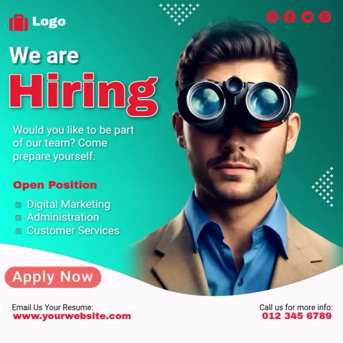 Hiring Ads Template | PosterMyWall