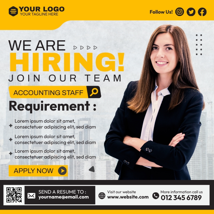 Hiring Ads Template | PosterMyWall