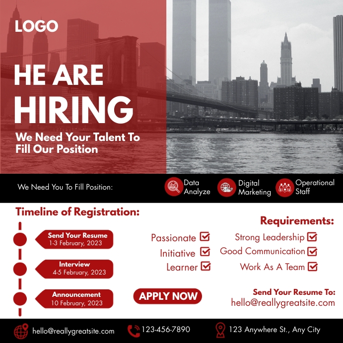 Modèle HIRING COMPANY TEMPLATE | PosterMyWall