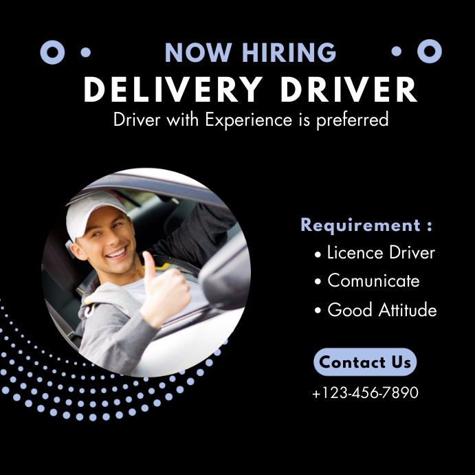 HIRING DELIVERY DRIVER Template | PosterMyWall