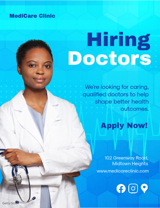 Hiring Doctors Blue Flyer template