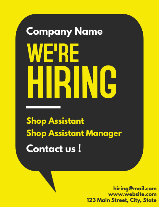 Hiring flyer design template PosterMyWall