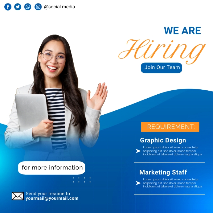 hiring flyer instragram template design | PosterMyWall