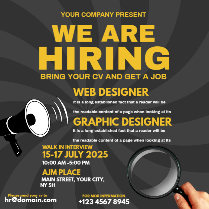 Hiring Graphic Designer Ads Template | PosterMyWall