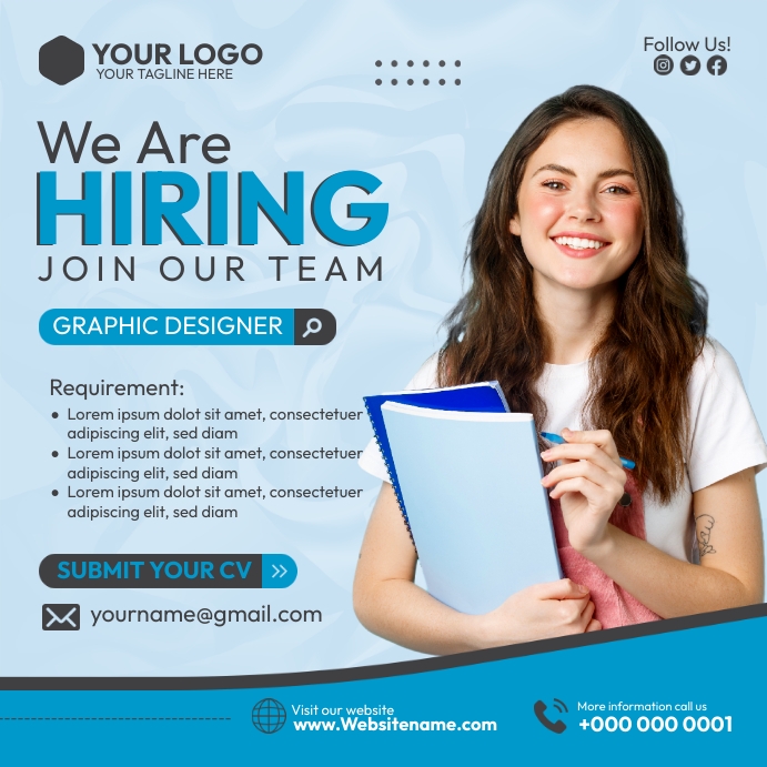 Hiring Graphic Designer Template | PosterMyWall