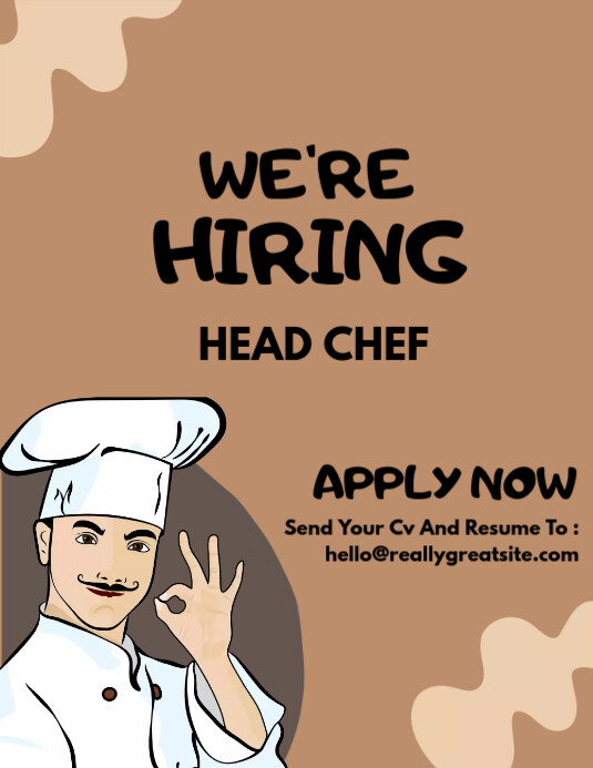 Copy of hiring head chef restaurant cook template | PosterMyWall