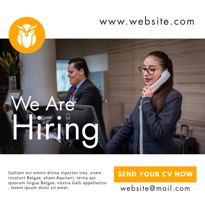 Receptionist Posts Hiring Receptionist Template | PosterMyWall