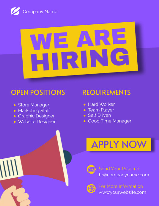 Hiring join our team open positions Template | PosterMyWall