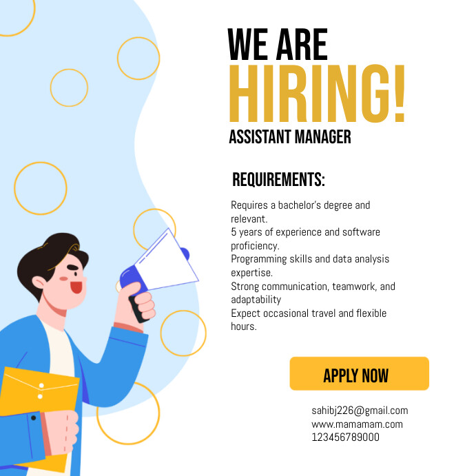 hiring notice Instagram Post template