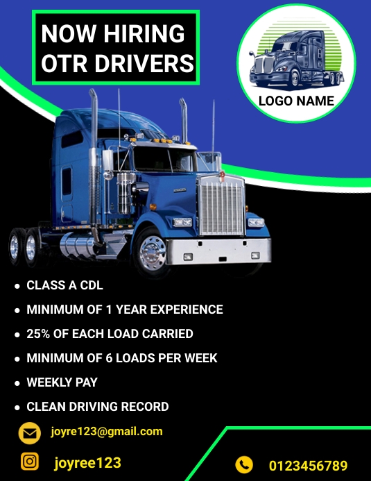Copy of hiring OTR driver flyers | PosterMyWall