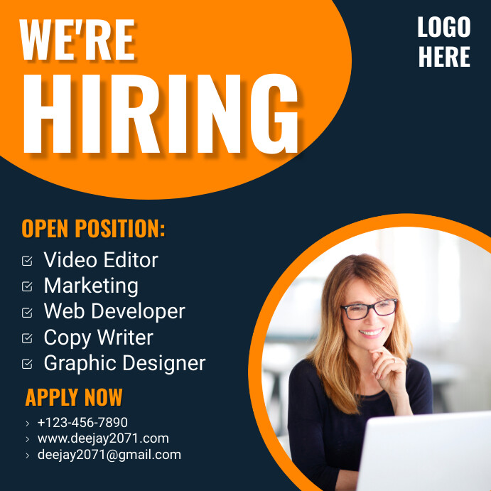 Simple Hiring Poster Example Hiring poster Template | PosterMyWall