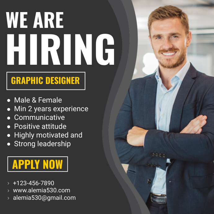 Simple Hiring Poster Example Hiring poster Template | PosterMyWall