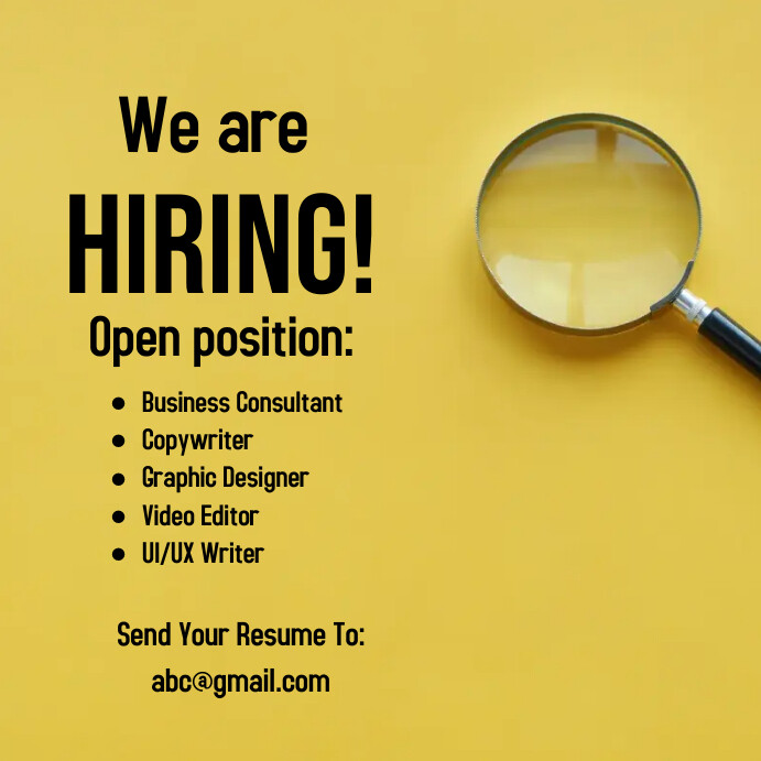 Simple Hiring Poster Example Plantilla de Hiring posters | PosterMyWall