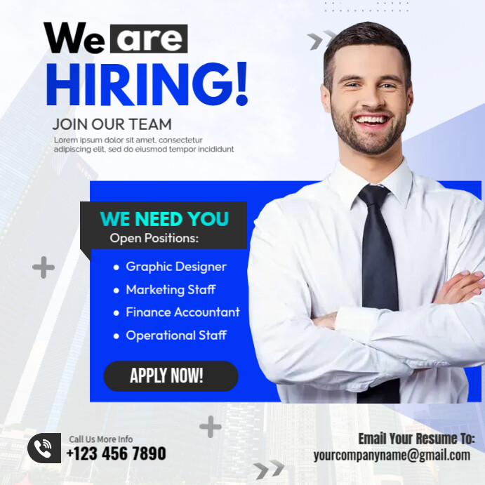 Simple Hiring Poster Example Hiring Posters Template | PosterMyWall
