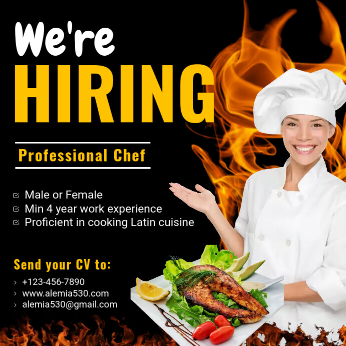 Hiring professional chef Template | PosterMyWall