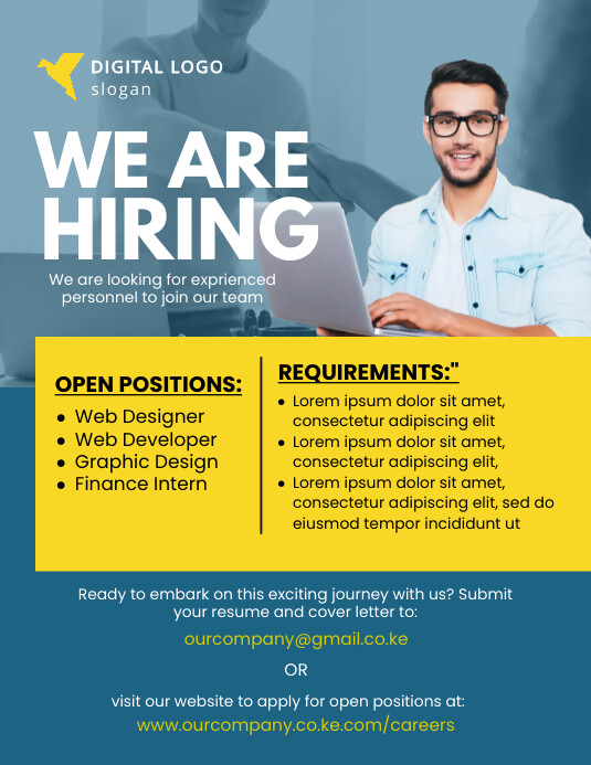Hiring / recruitment flyer Template PosterMyWall