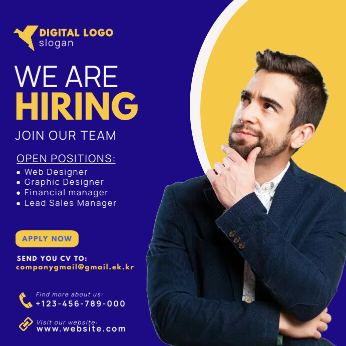 Recruiter Posts Hiring / recruitment instagram post Template | PosterMyWall