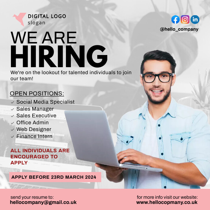 Recruiter Posts Hiring / recruitment instagram post | PosterMyWall