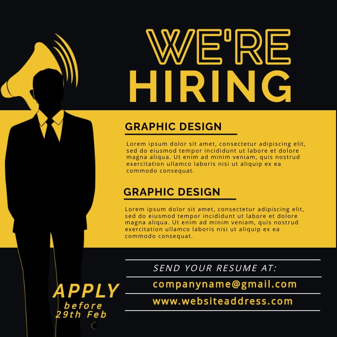Hiring / recruitment post Template | PosterMyWall