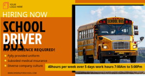 Hiring school bus driver banner ad Isithombe Esabiwe ku-Facebook template